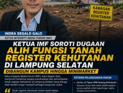 Ketua IMF Soroti Dugaan Alih Fungsi Tanah Register Kehutanan di Lampung Selatan, Dibangun Kampus hingga Minimarket